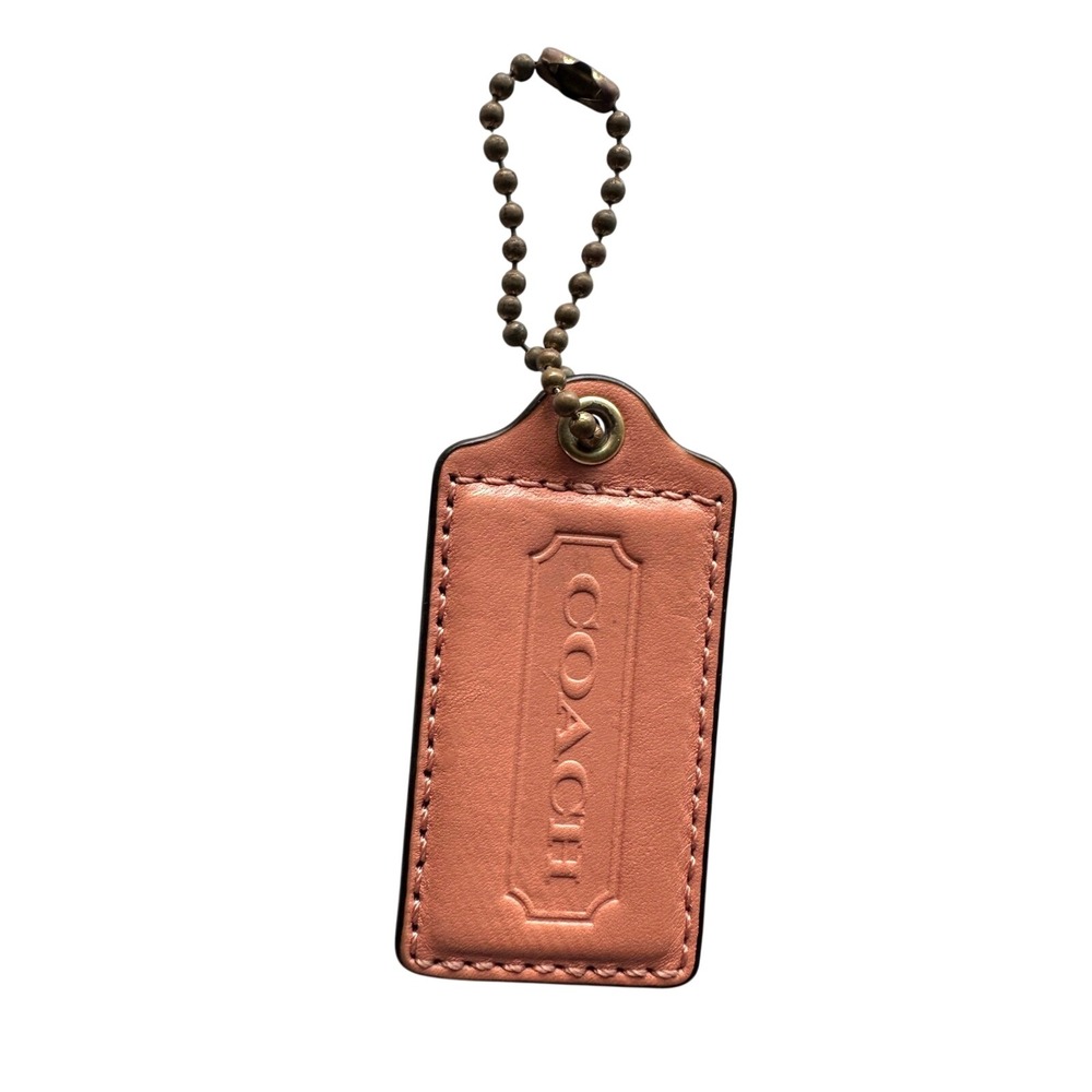 Coach 2.5" Embossed Leather Hang Tag Tan